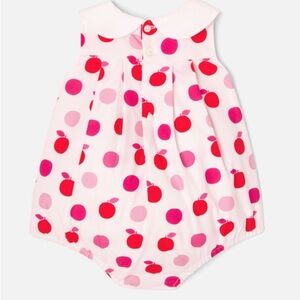 Jacadi Polka Dot Baby Romper with Peter Pan Collar